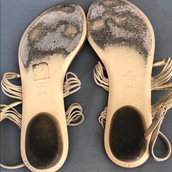 (Sold) Gucci Anita Metallic Suede Thong Sandal - Picture 8 of 8